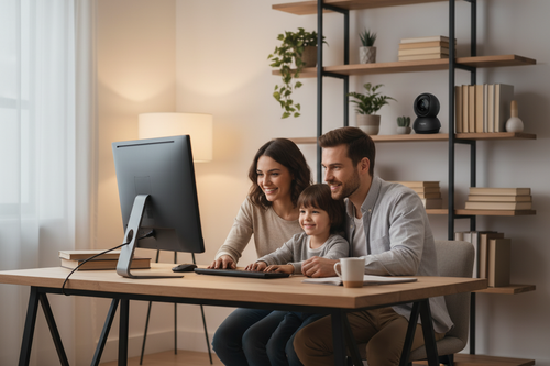 Familia con cámara Tapo